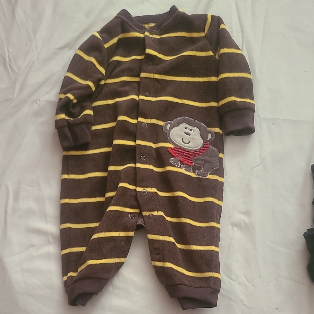 Carter's Brown and Yellow Striped Footie with Monkey